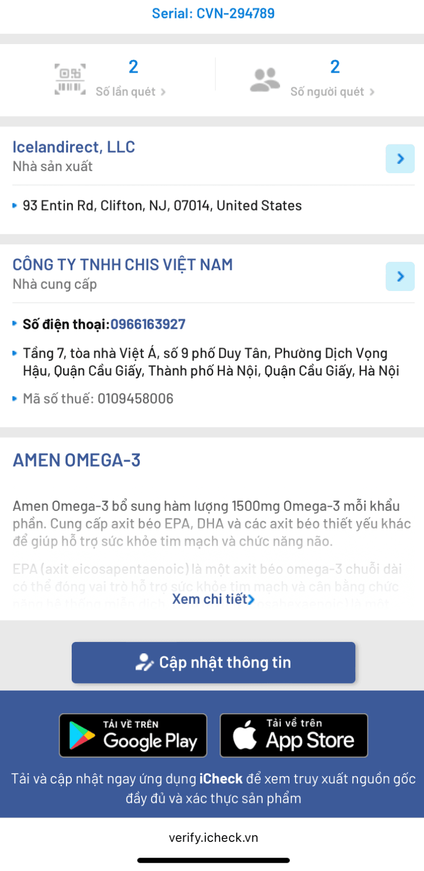Thông báo về việc thay đổi tem chống hàng giả Codeage 6 huong dan check thong tin san pham 2