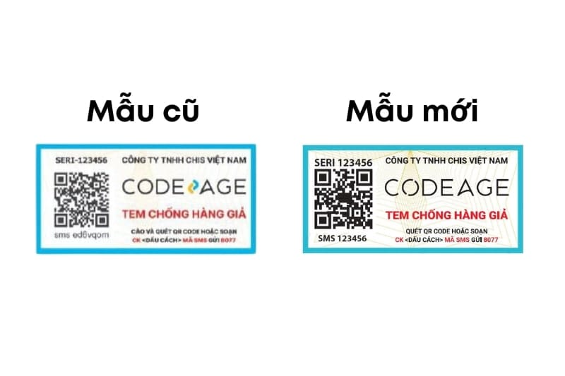 Thông báo về việc thay đổi tem chống hàng giả Codeage 2 mau tem chong hang gia update 2025