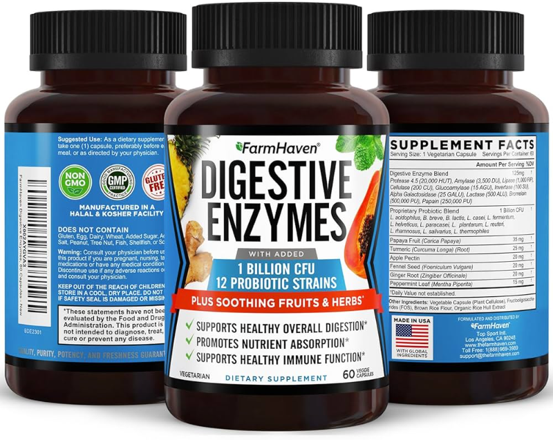 7+ thực phẩm chức năng bổ sung enzyme tiêu hóa tốt nhất 7 FarmHaven Digestive Enzymes giúp cải thiện hệ thống miễn dịch và ức chế nhu động ruột
