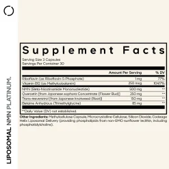 thông tin dinh dưỡng codeage liposomal nmn