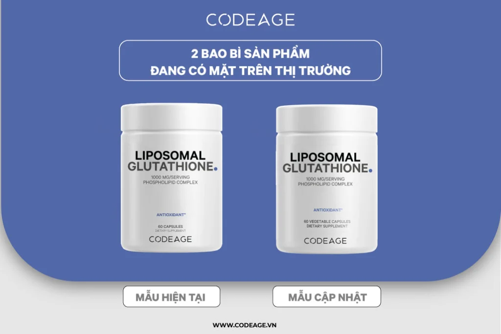 so sánh bao bì codeage glutathione 1000mg
