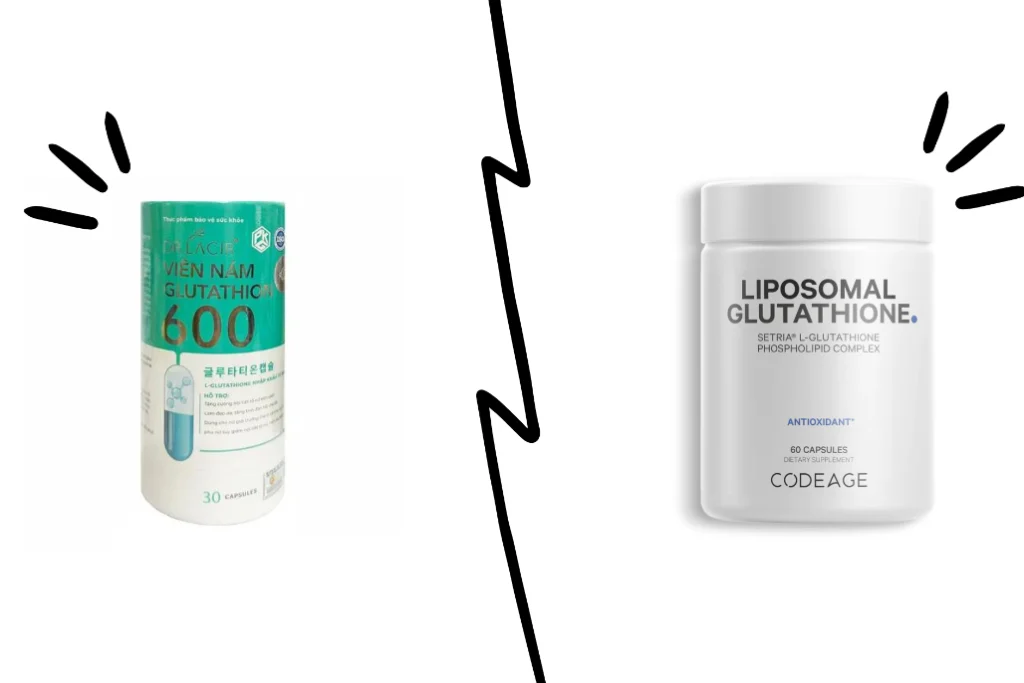 viên uống trắng da glutathione 600 và liposomal glutathione