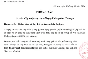 thông báo quy cách đóng gói sản phẩm