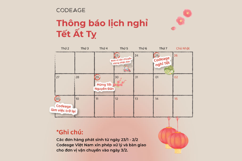 Thông Báo Lịch Nghỉ Tết Nguyên Đán 2025 Của Codeage Việt Nam 2 thông báo nghỉ tết 2025 codeage