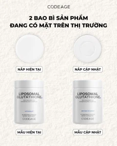 2 mẫu bao bì sản phẩm Liposomal Glutathione 1000mg hiện tại và mới cập nhật đang có mặt trên thị trường