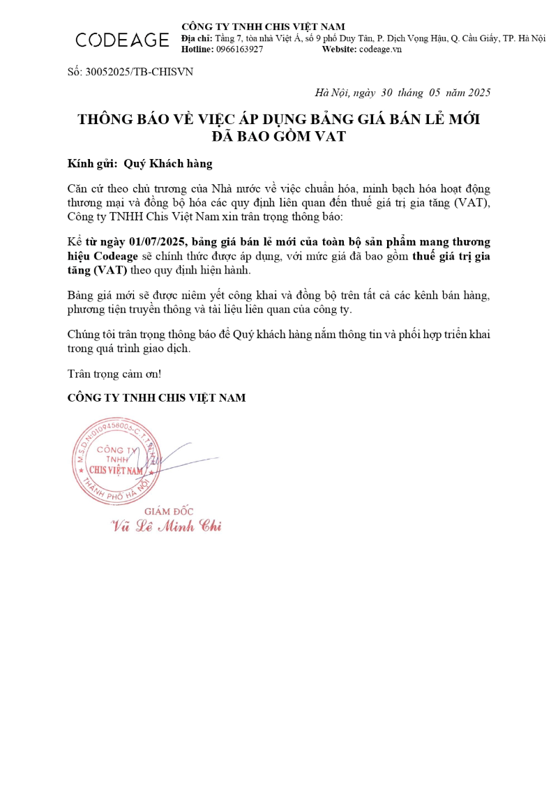 Thong bao dieu chinh giac san pham 30052025