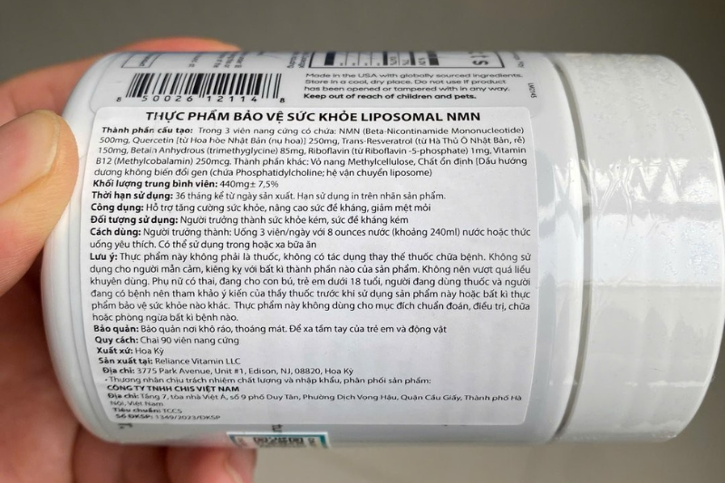 Sản phẩm NMN Hàn Quốc thường kèm nhãn phụ