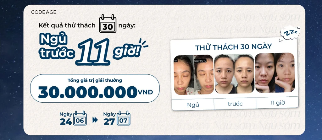Thông báo kết quả "Thử thách 30 ngày: Ngủ trước 11 giờ" 1 ket qua challenge banner