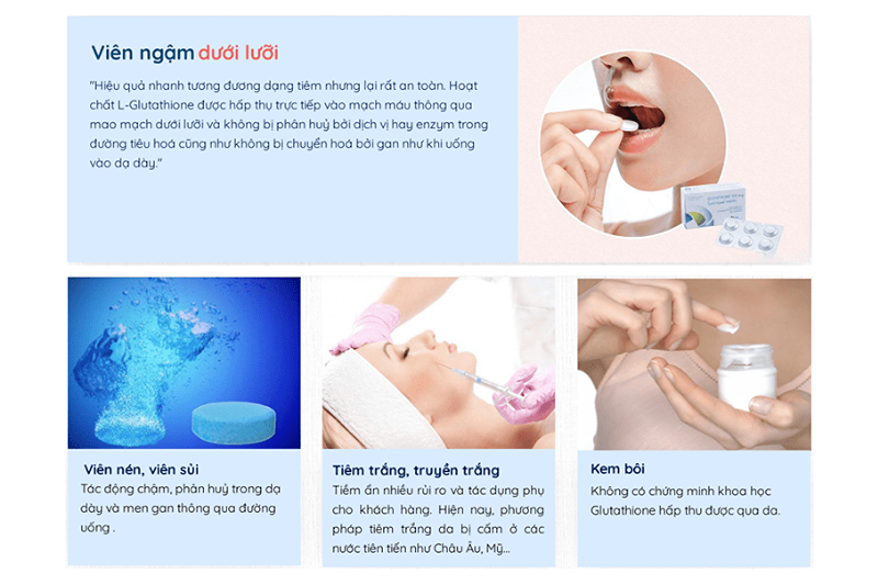 Viên ngậm Glutathione hấp thu nhanh, tiện lợi, không gây kích ứng
