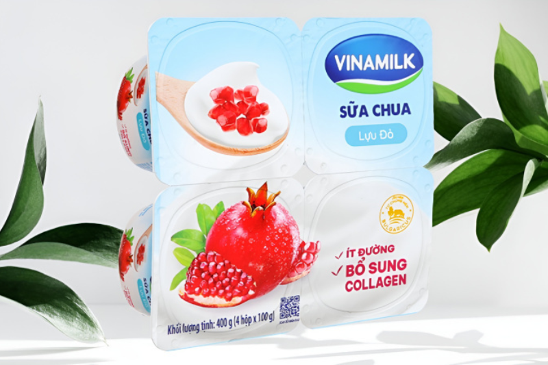 Vinamilk Sữa chua Collagen Lựu Đỏ Ít Đường