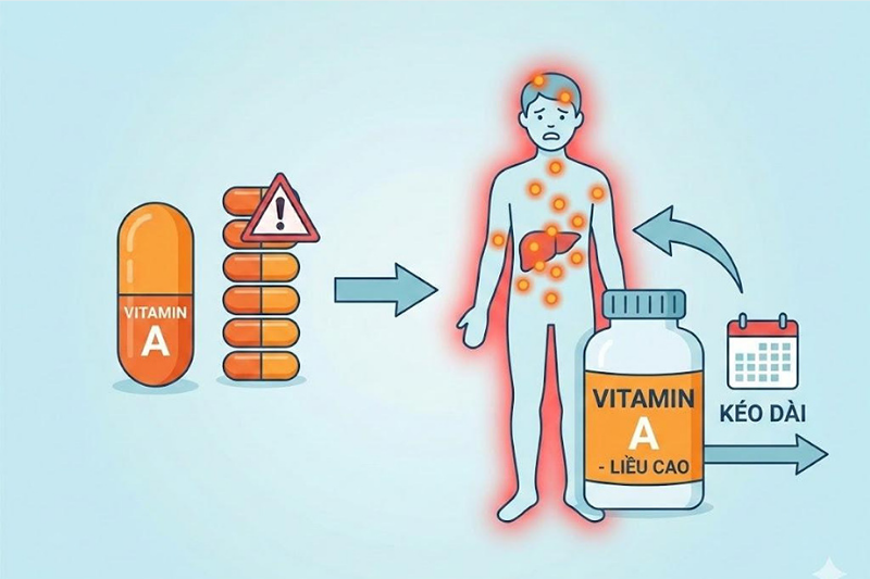 Dấu hiệu cần cảnh giác và cách xử trí khi ngộ độc vitamin A 2 Ngộ độc vitamin A là khi cơ thể tích lũy quá nhiều vitamin A ảnh hưởng tới sức khỏe